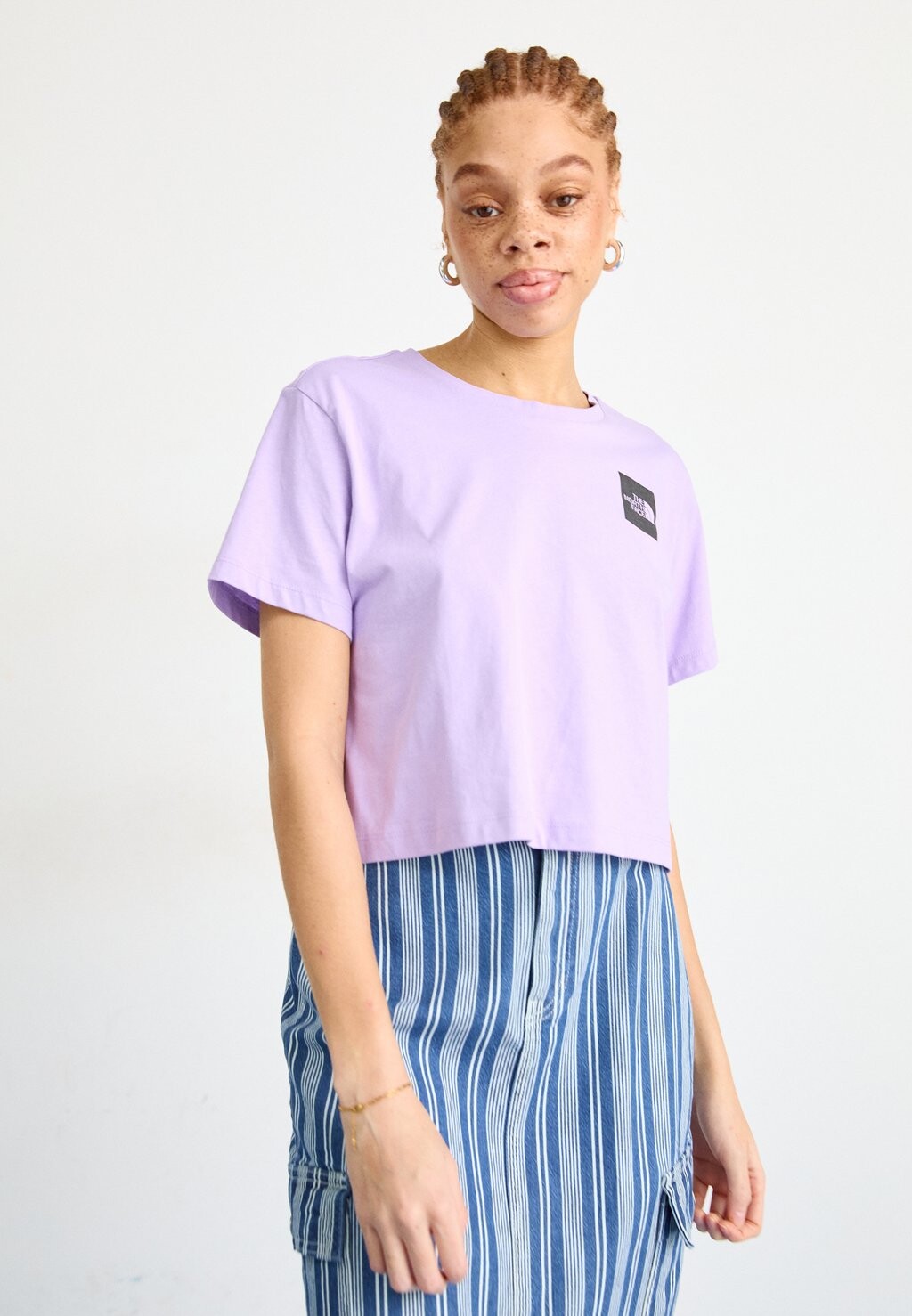 

Футболка с принтом CROPPED FINE TEE The North Face, цвет lite lilac