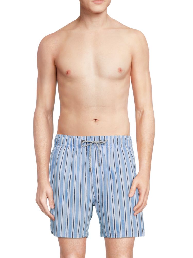 Полосатые шорты для плавания из жатого хлопка Vintage Summer, цвет Light Blue