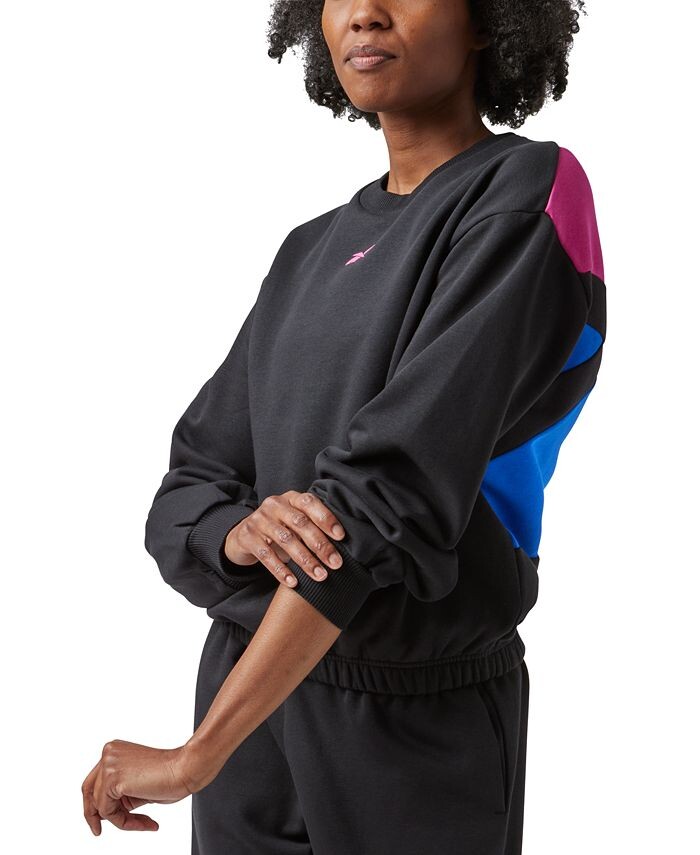 

Женский флисовый свитшот Vector со спиной Reebok, цвет Black With Pink Purple