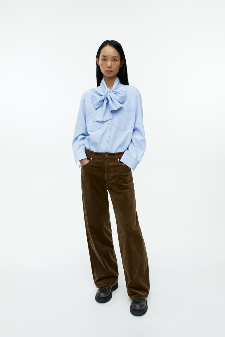 

Блузка из шамбре с бантом H&M, синий