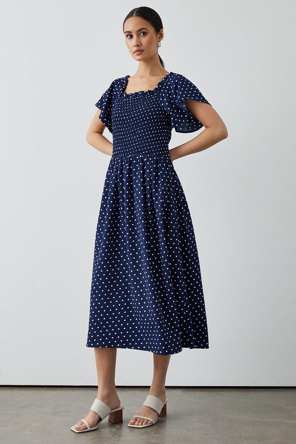 

Темно-синее платье-миди в горошек Debenhams, темно-синий