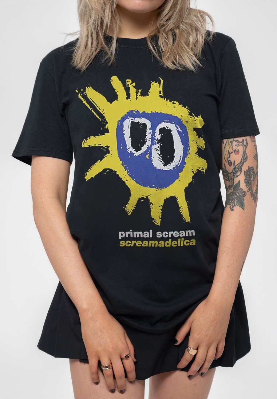 

Футболка с принтом PRIMAL SCREAMADELICA BOYFRIEND FIT Paradiso Clothing, черный