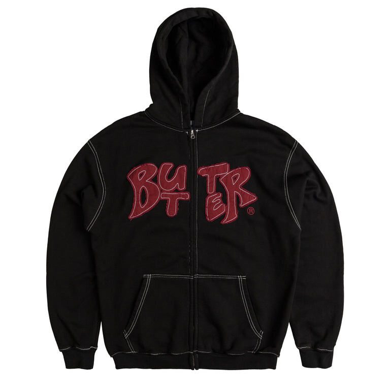 

Толстовка Fabric Applique Zip-Thru Hoodie Butter Goods, черный