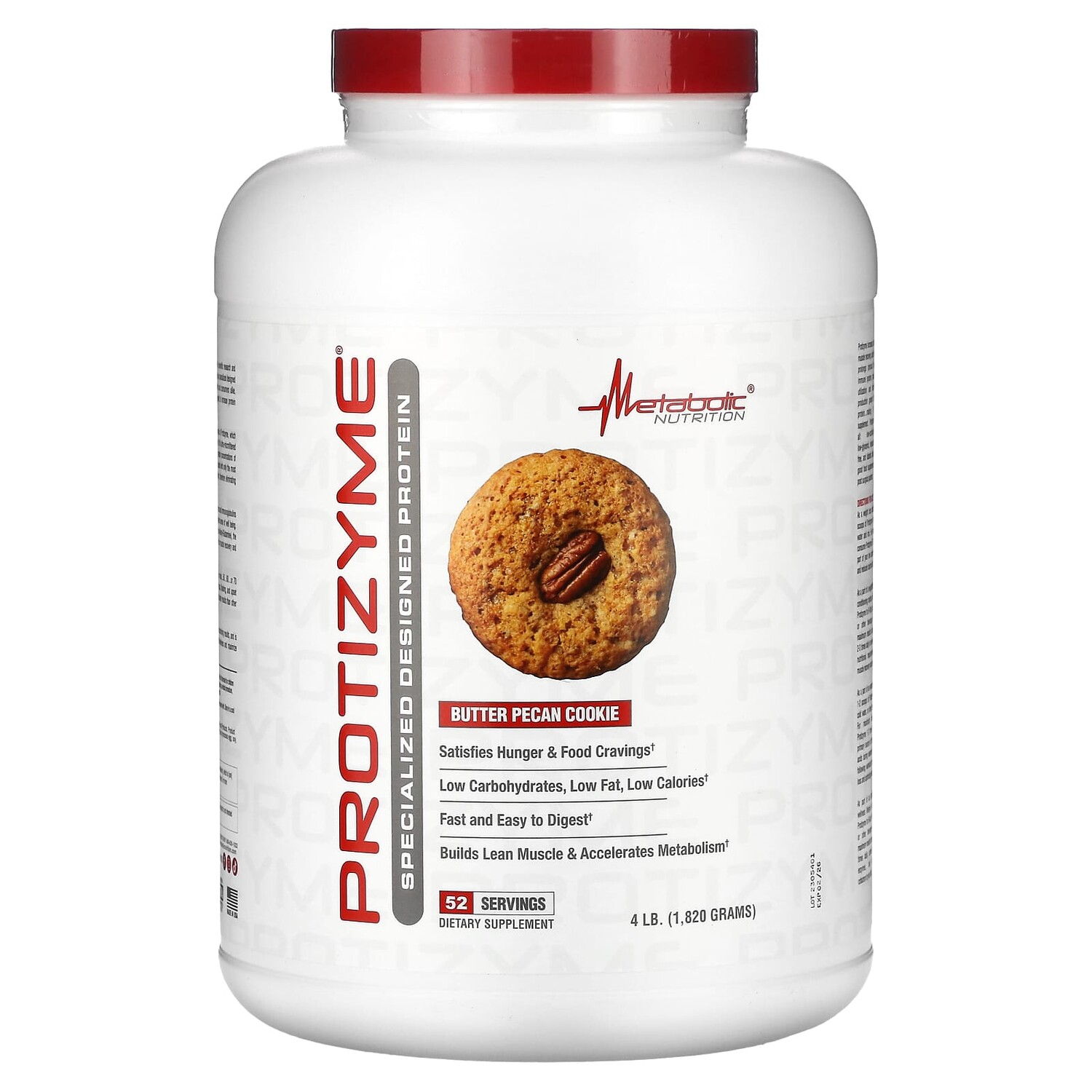 

Protizyme, Specialized Designed Protein, печенье с пеканом, 4 фунта (1820 г), Metabolic Nutrition