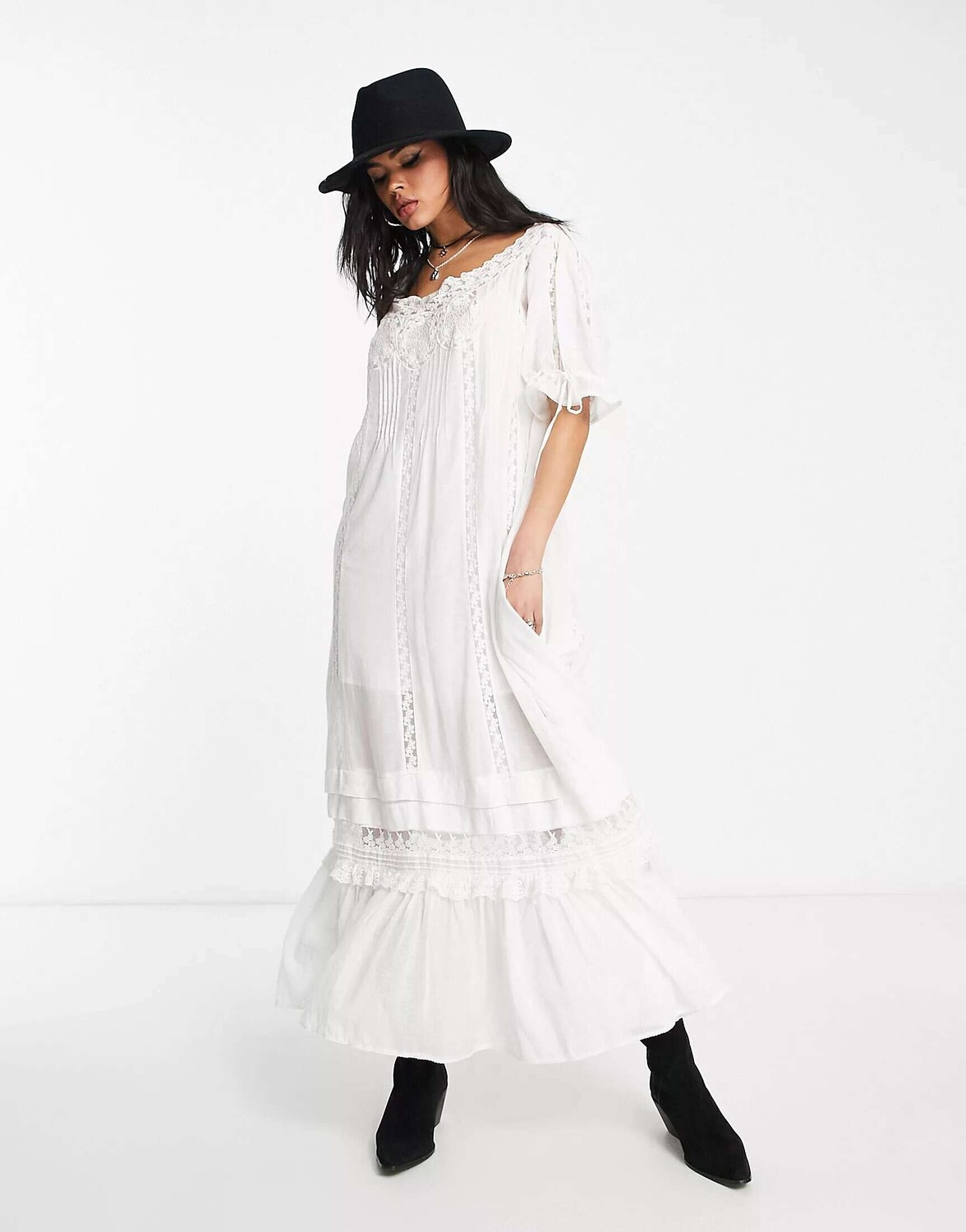 

Белое платье макси с вышивкой Free People Mirabelle, Белый