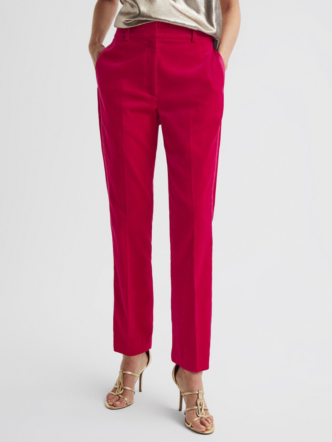 

Бархатные брюки строгого кроя Petite Rosa Reiss, розовый