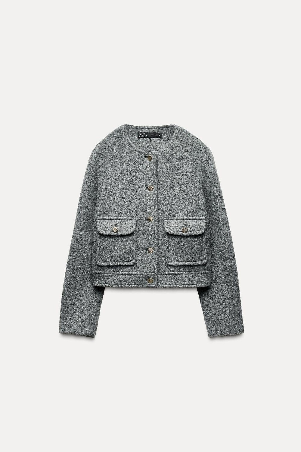 

Короткая куртка из букле ZARA, серый