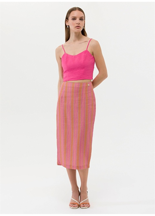цена Оранжевая женская юбка ниже колена с высокой талией Pierre Cardin