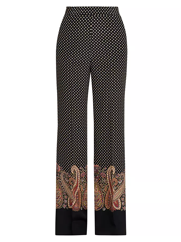 

Прямые брюки с рисунком пейсли в горошек Etro, черный