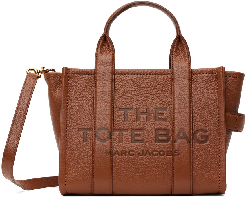 

Коричневая кожаная маленькая сумка-тоут Marc Jacobs