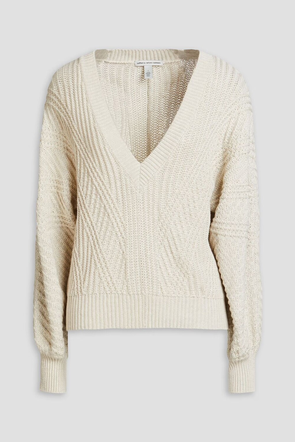 

Свитер из хлопка в рубчик Cotton By Autumn Cashmere, экрю