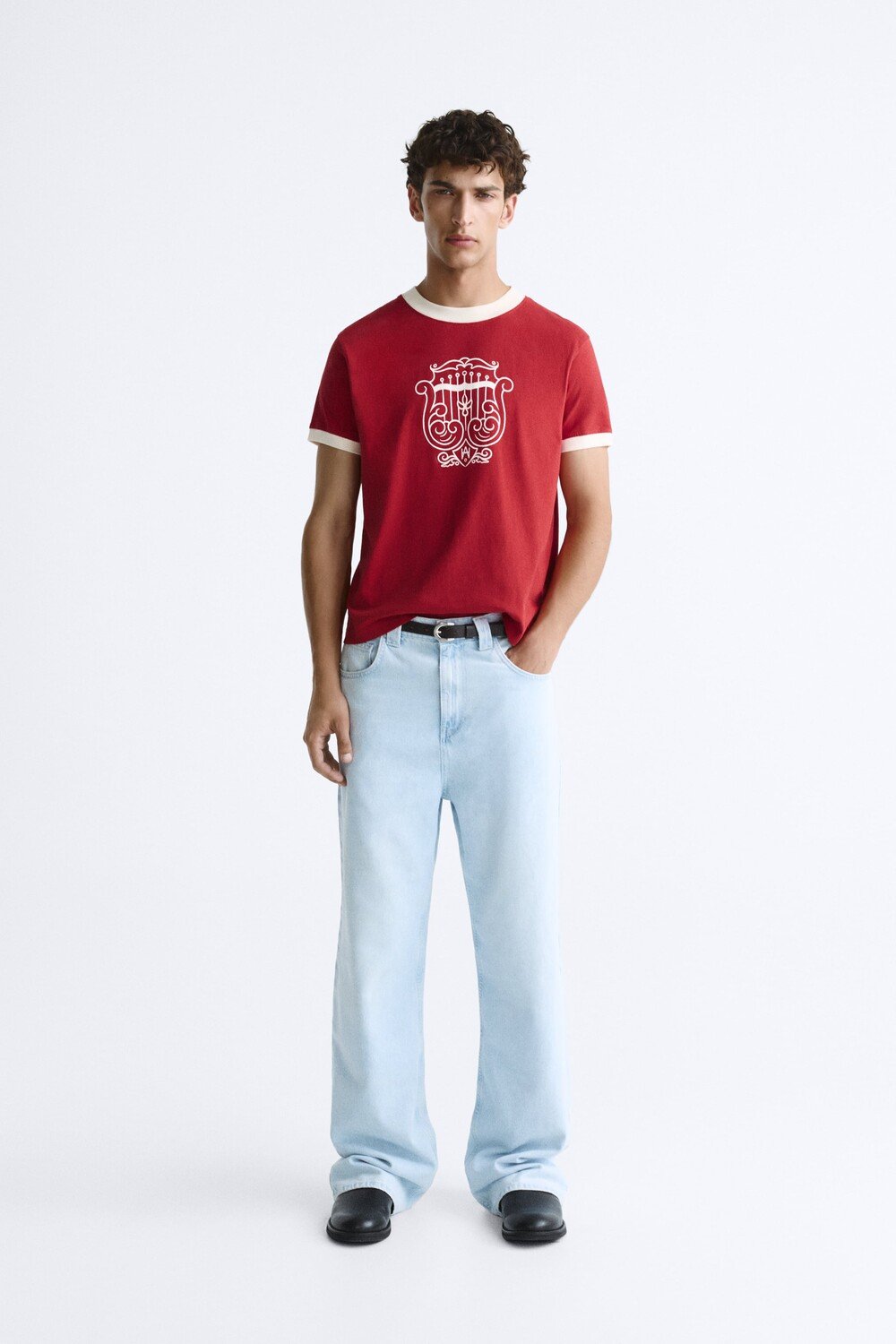 

Футболка с принтом щит Zara, красный