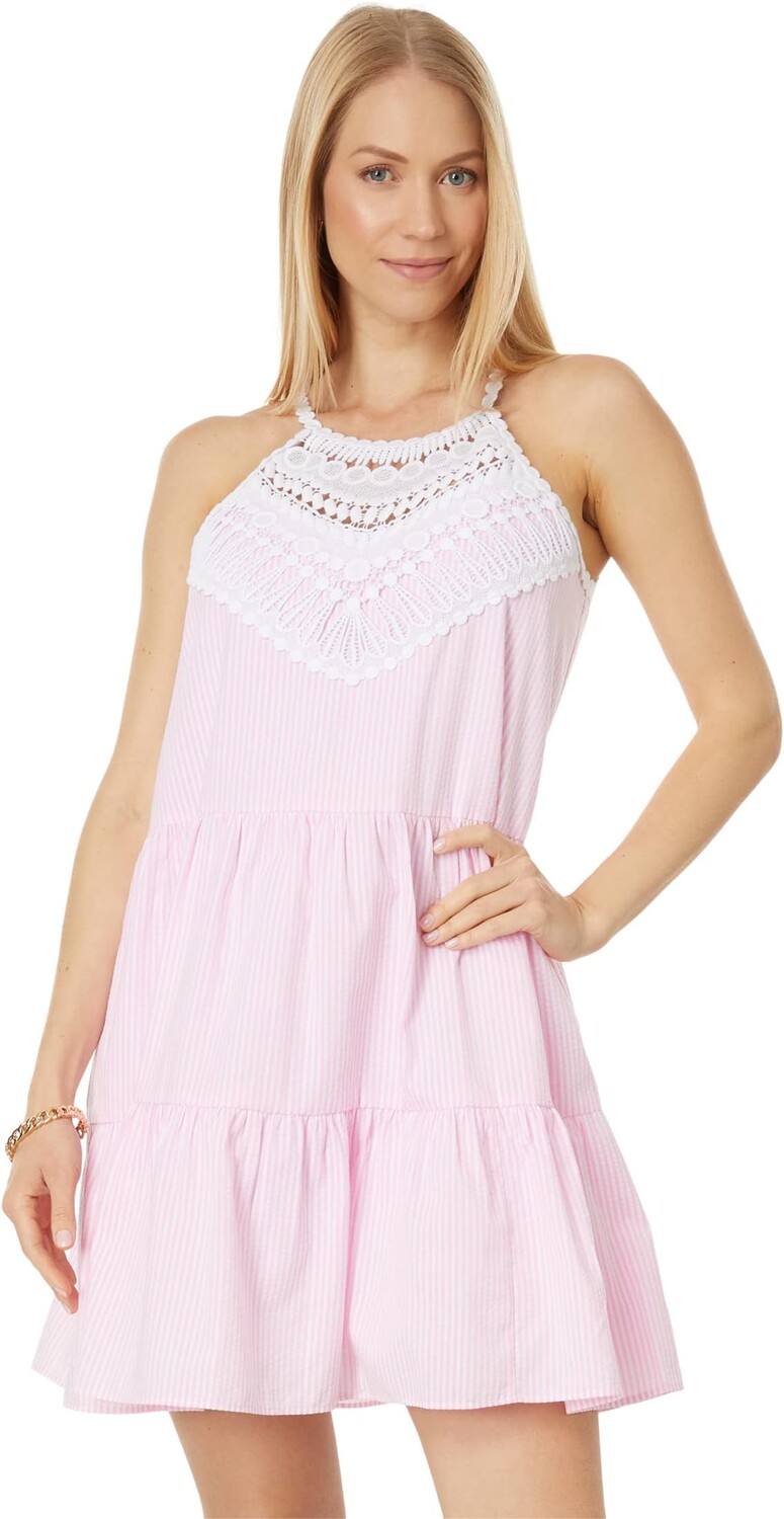 

Платье Britt Seersucker Striped Lilly Pulitzer, цвет Havana Pink Seersucker Stripe
