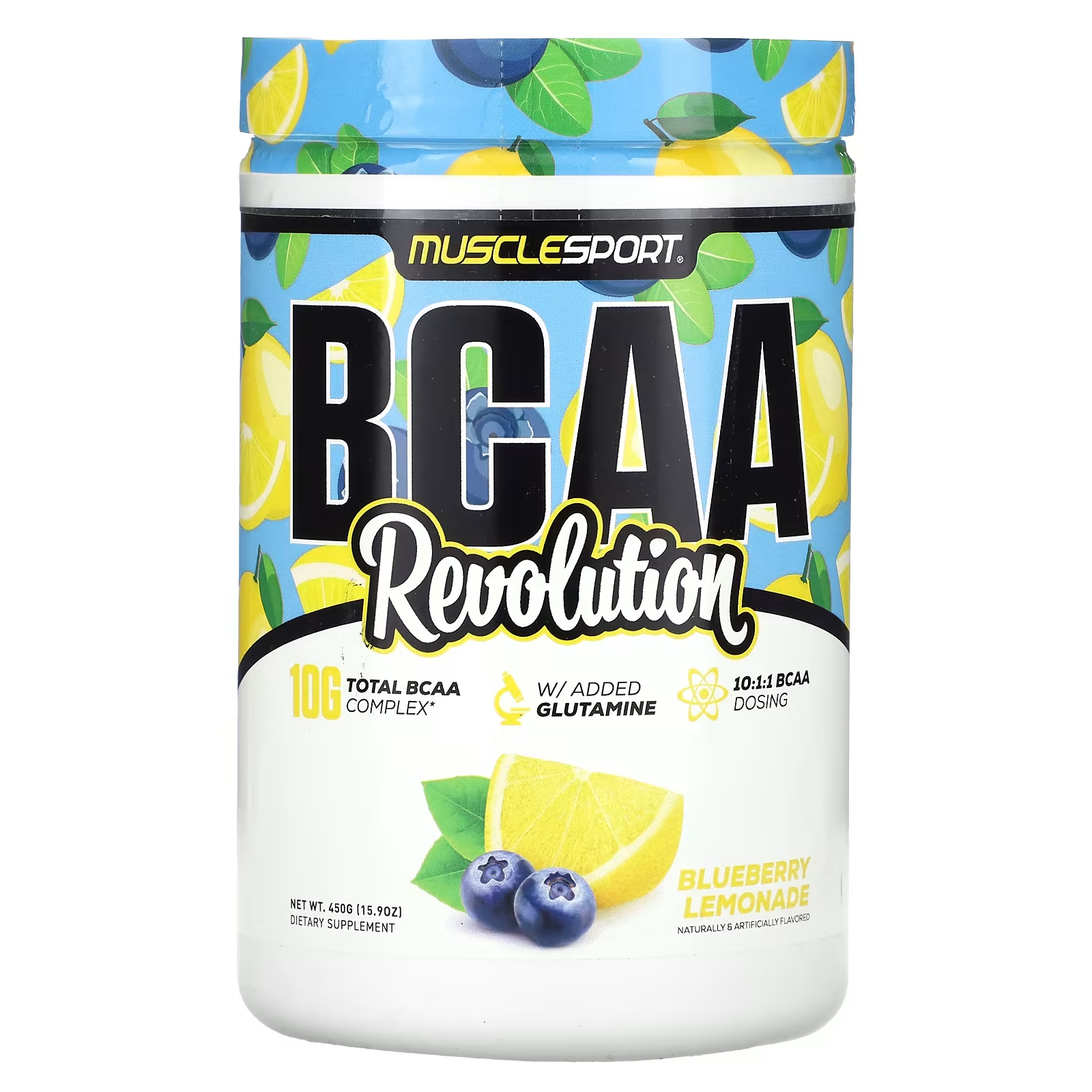 Пищевая добавка MuscleSport BCAA Revolution черничный лимонад, 450 г