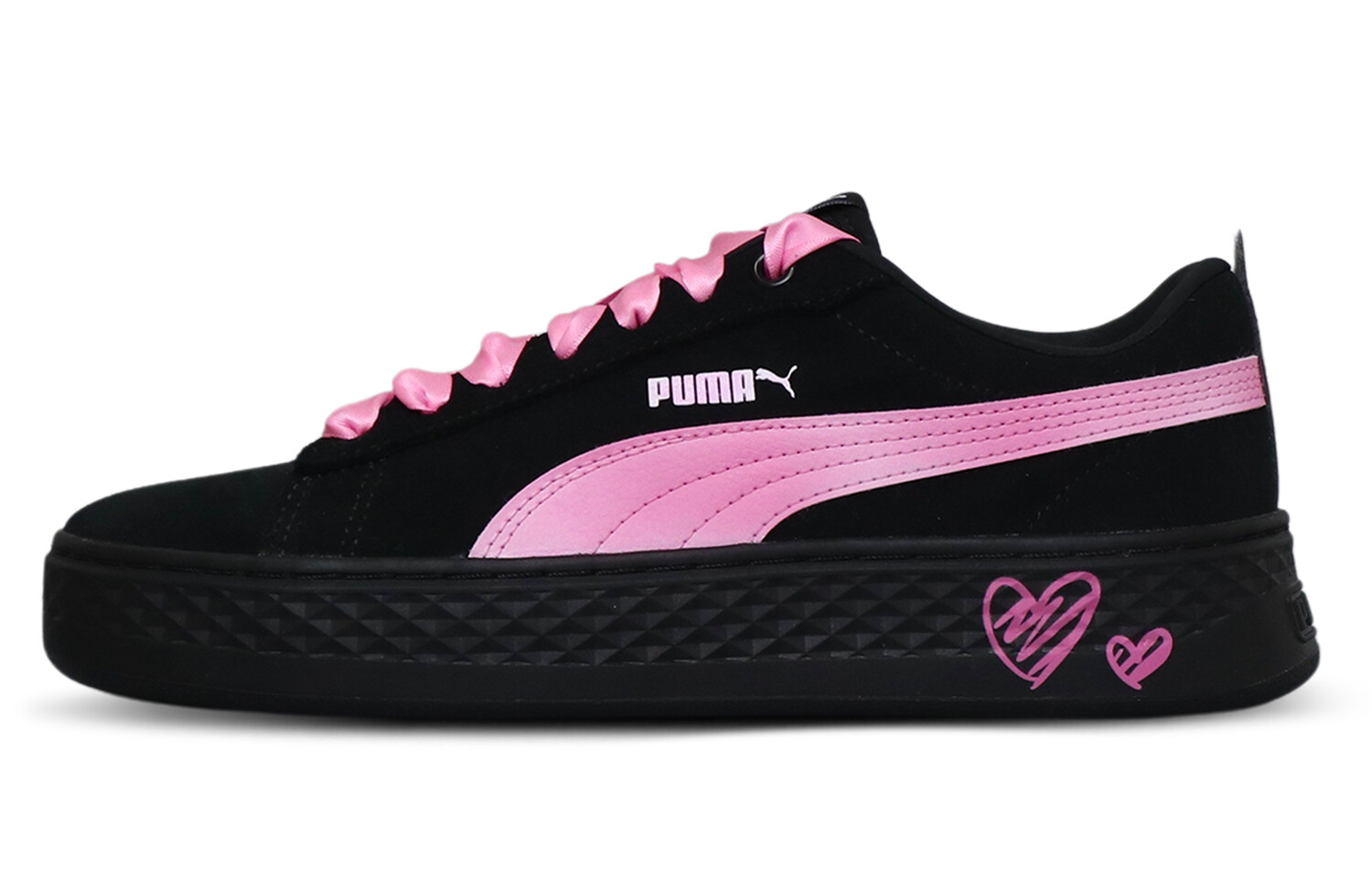 

Кроссовки Puma Smash Platform Skateboarding Shoes Women's Low-top Black/pink, черный