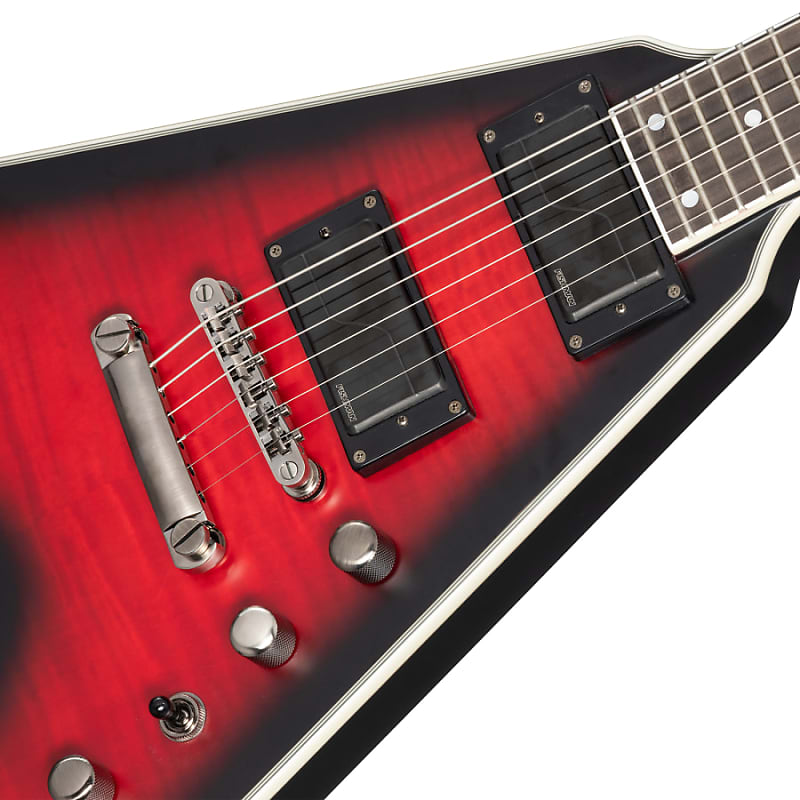 Электрогитара Epiphone - Dave Mustaine Flying V Prophecy - Electric Guitar w/ Fluence Pickups - Aged Dark Red Burst - w/ Hardshell Case
