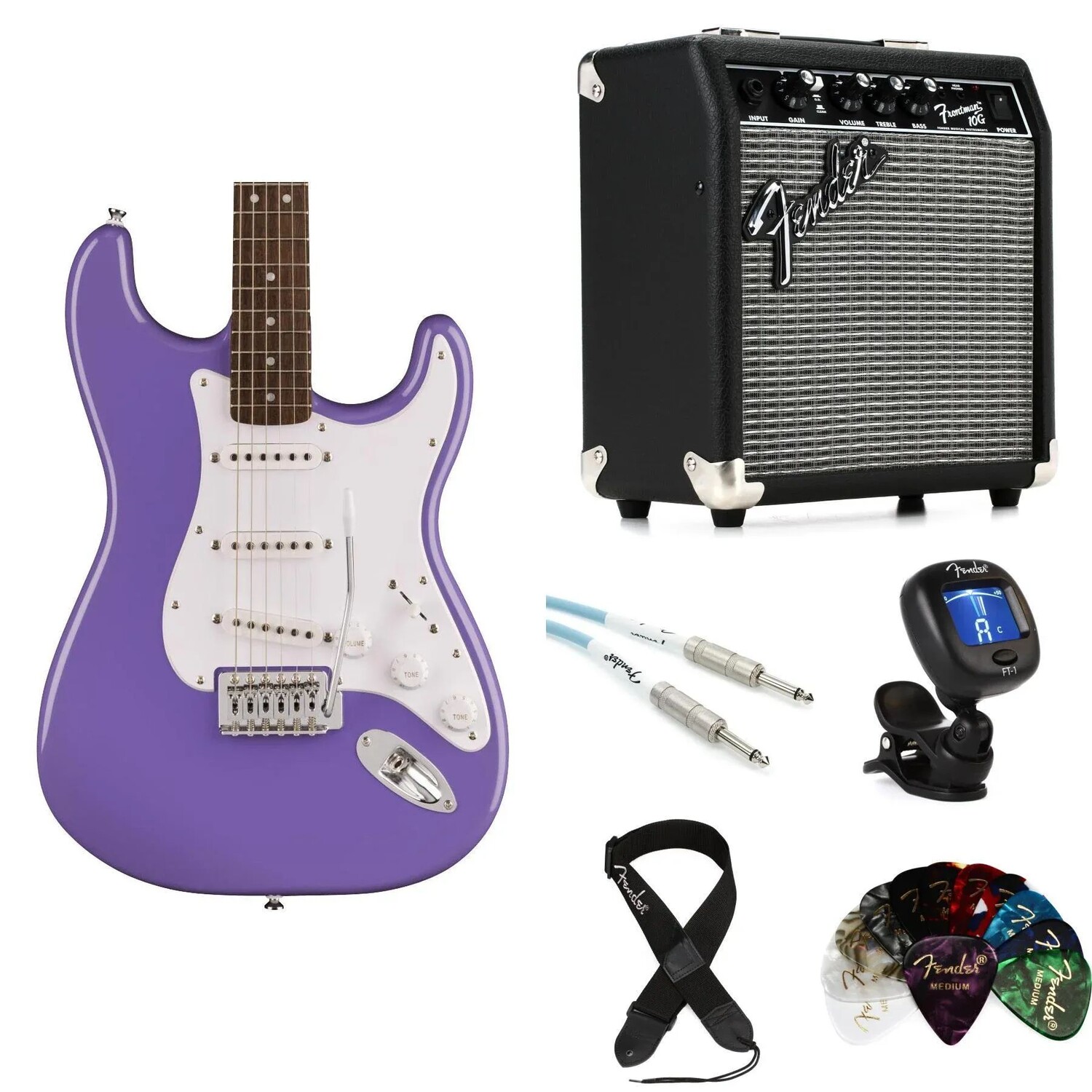 

Комплект электрогитары Squier Sonic Stratocaster и усилителя Fender — Ultraviolet