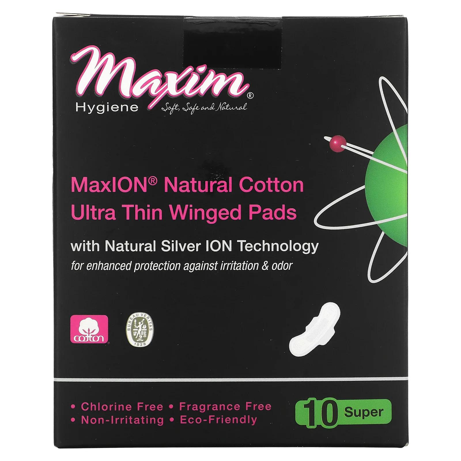 Maxim Hygiene Products Ультратонкие подушечки с крылышками натуральная технология Силвер МаксиON супер 10 подушечек