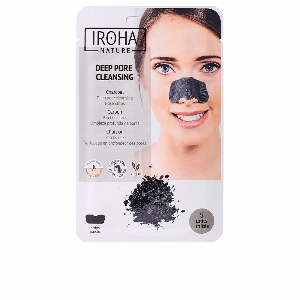 Крем для лечения кожи лица Detox carbón tiras limpeiza puntos negros para nariz Iroha nature, 5 шт