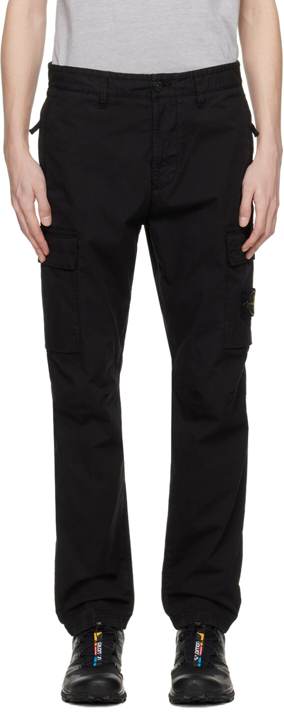 

Черные брюки-карго с нашивками Stone Island, цвет Black