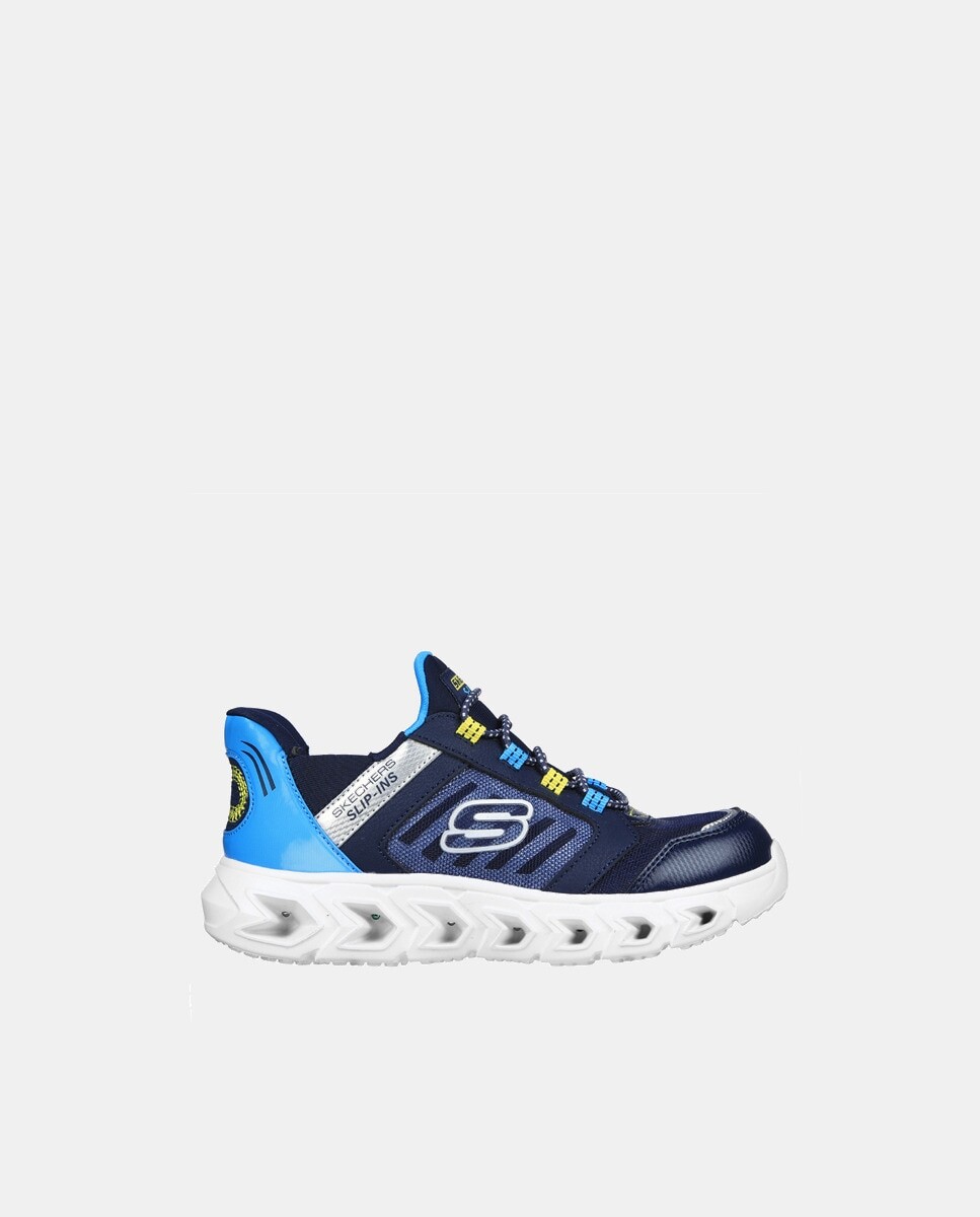 

Слипоны детские низкие кроссовки Hypno-Flash 2.0 с подсветкой Skechers, темно-синий