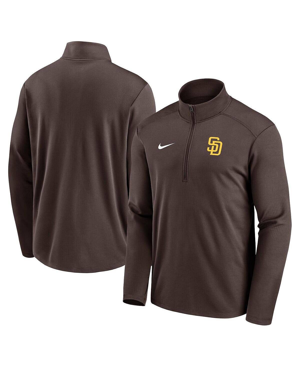 

Мужская коричневая футболка с молнией до половины длины San Diego Padres Agility Pacer Performance Nike