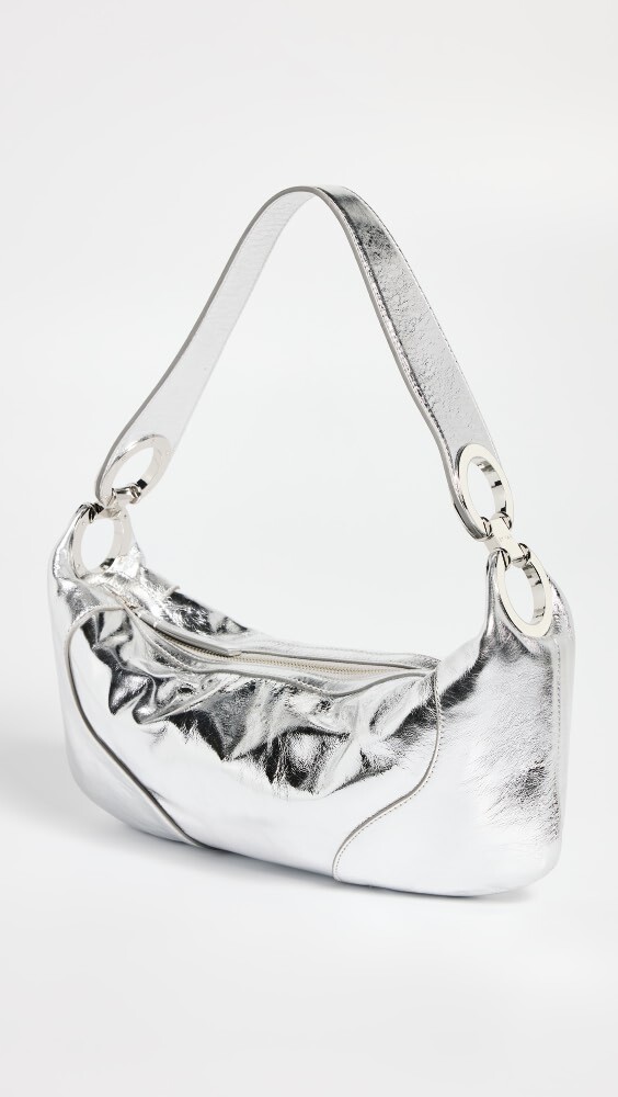 

Сумка через плечо BY FAR Amira Silver Metallic Leather Shoulder, серебряный