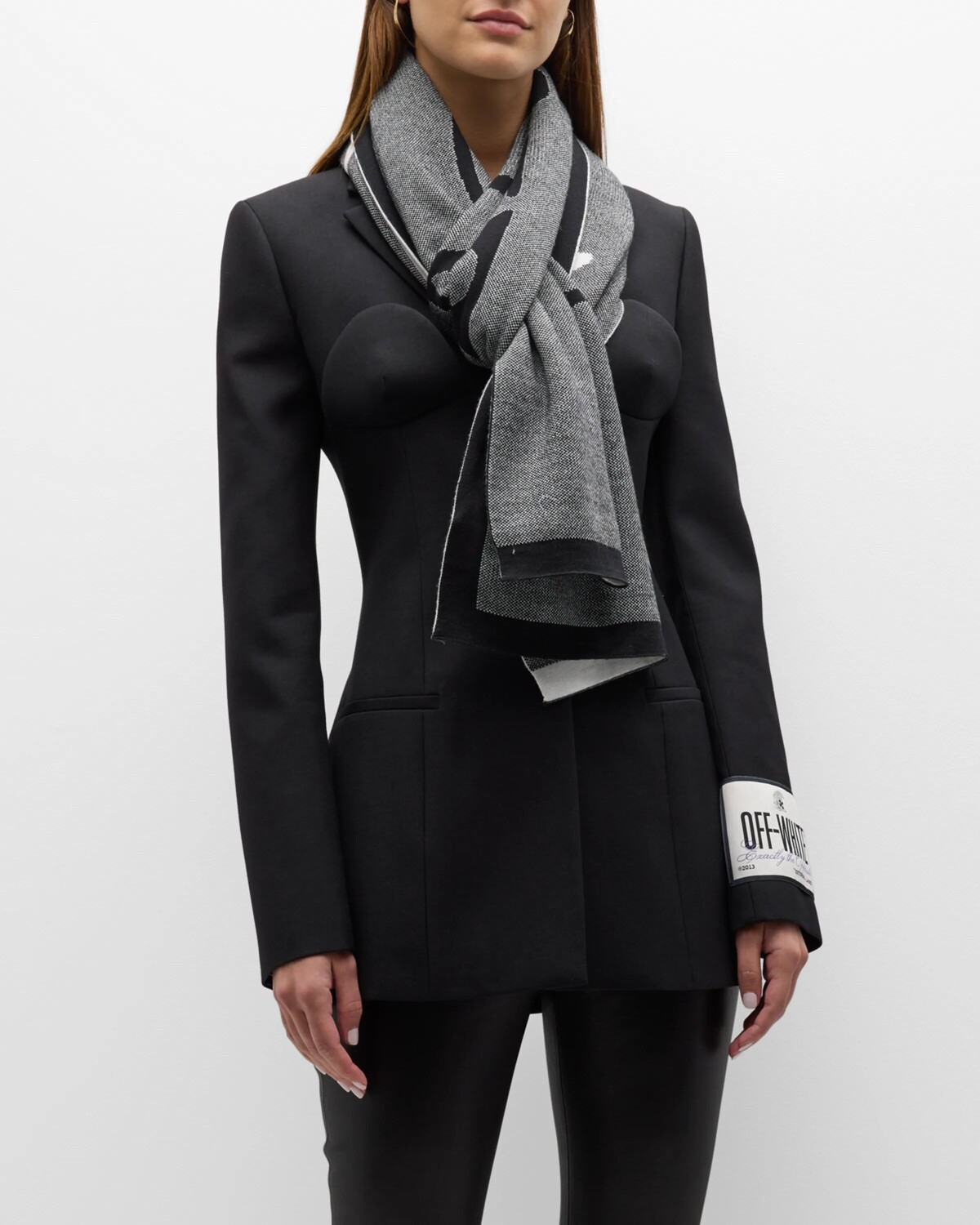 

Двусторонний шерстяной шарф с логотипом Off-White, цвет Grey