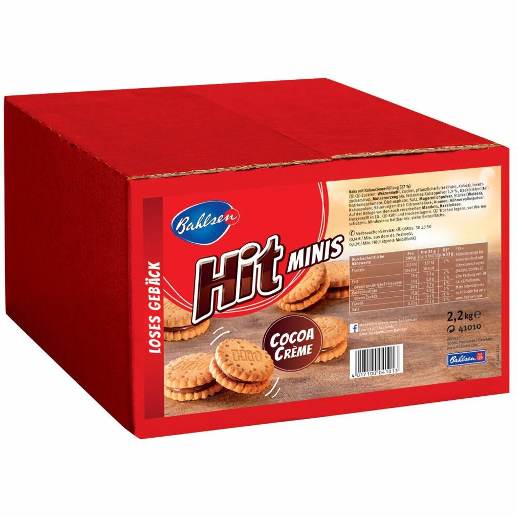 

Bahlsen Hit Minis Cocoa Cream, двойное мини-печенье, с начинкой из какао-крема, печенье, 2,2 кг
