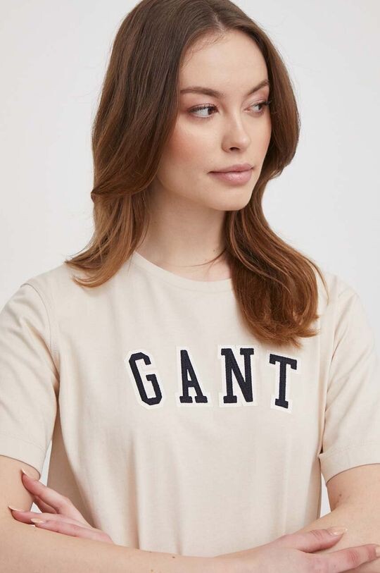 

Хлопковая футболка Gant, бежевый