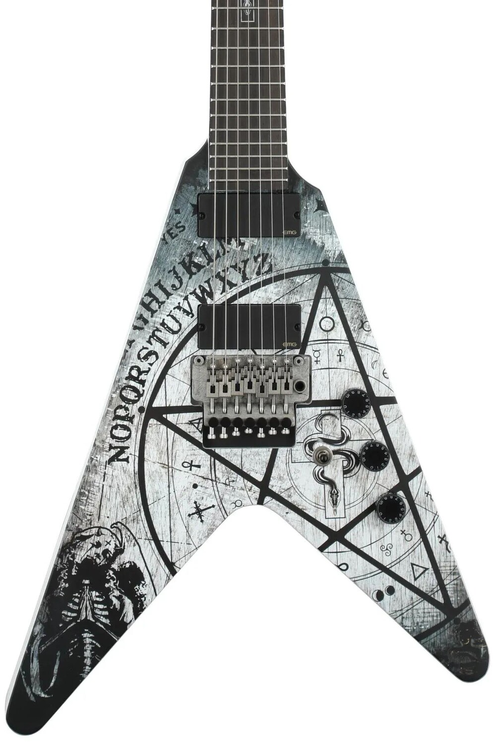 

Schecter Randy Weitzel V-7 FR Ouija — сатиновый белый