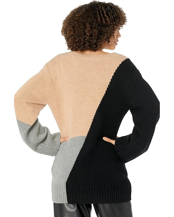 Свитер EQUIPMENT Aminne Color-Block V-Neck Sweater, цвет True Black Multi color block geometric pattern v neck sweater