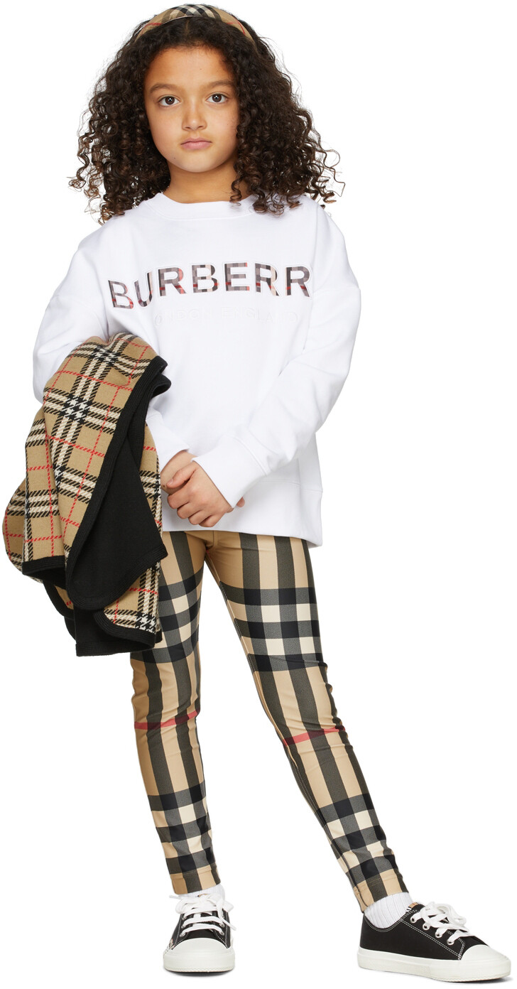 

Детский белый свитшот с вышитым логотипом Белый Burberry
