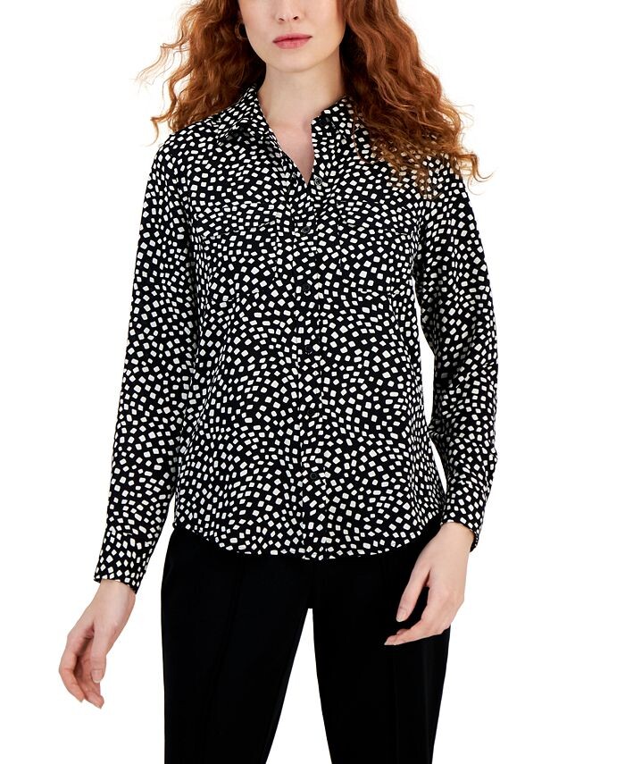

Женская рубашка на пуговицах Alfani, цвет Blk Contour Sq