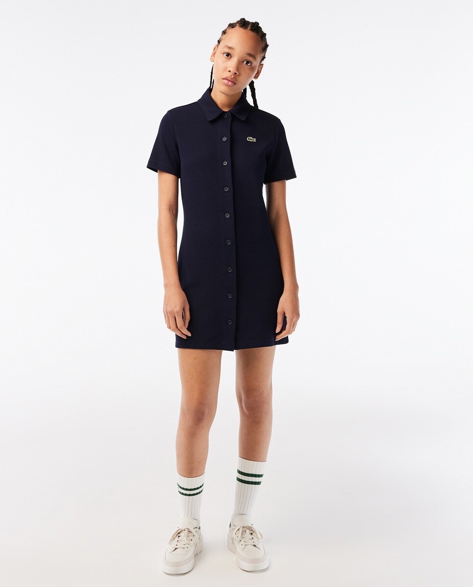 

Платье-поло на пуговицах Lacoste из органического хлопка Lacoste, темно-синий