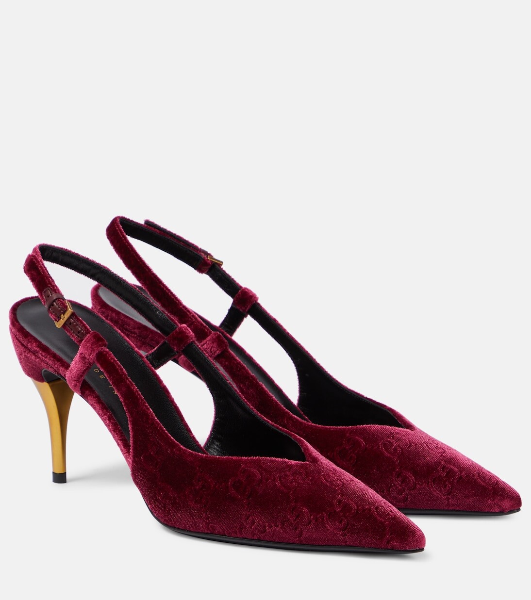 

Бархатные туфли с узором gg и пяткой на пятке Gucci, красный