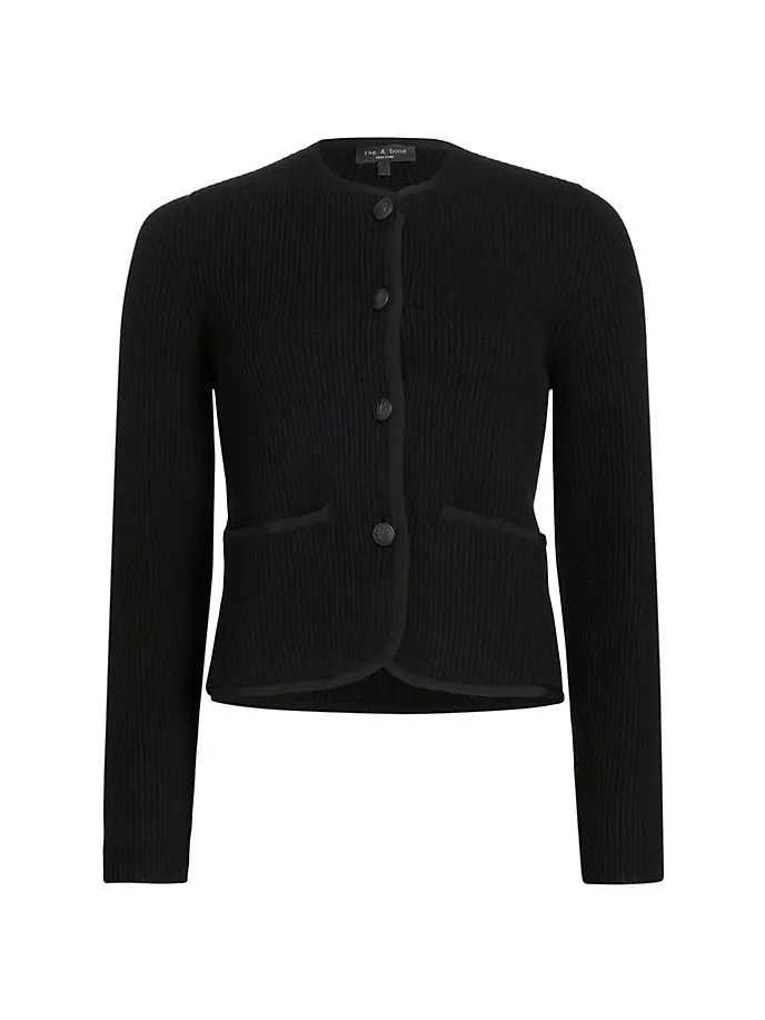 

Кардиган Nancy из смесовой шерсти в рубчик Rag & Bone, черный