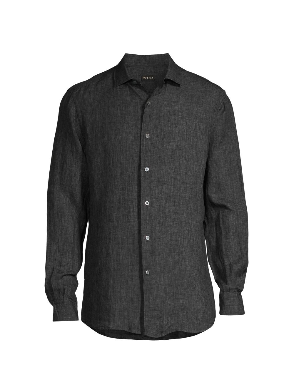 

Льняная спортивная рубашка с эффектом стирки ZEGNA, серый