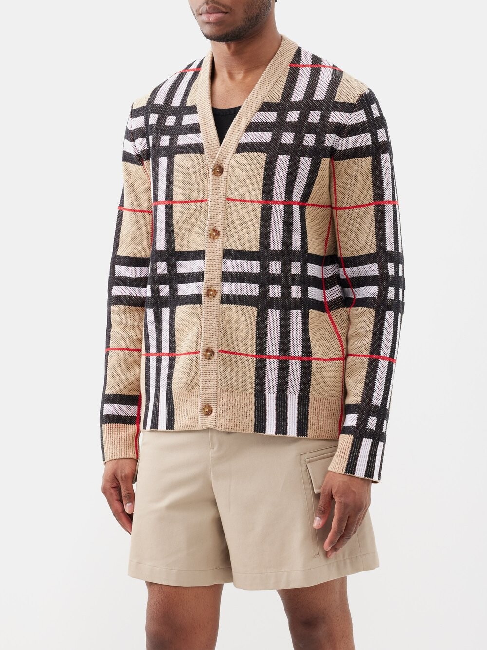 

Кардиган из пике в клетку Burberry, бежевый