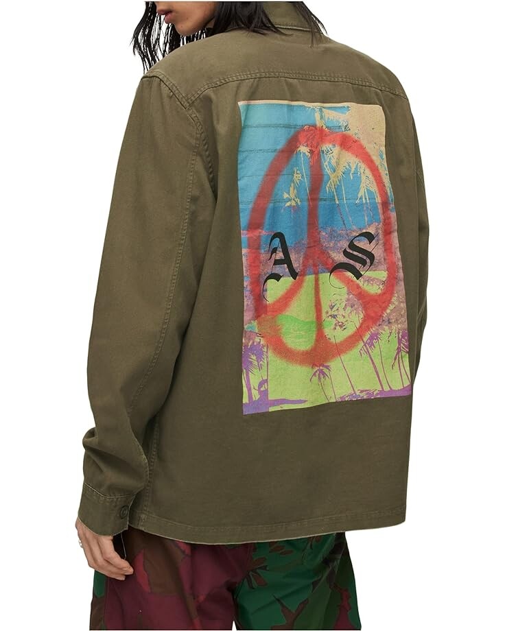 

Рубашка AllSaints Ether Long Sleeve Shirt, цвет Cargo Green