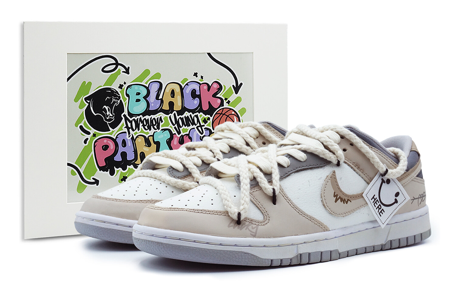 

Кроссовки Nike Dunk Skateboarding Shoes Women's Low-top White/beige/gray, белый