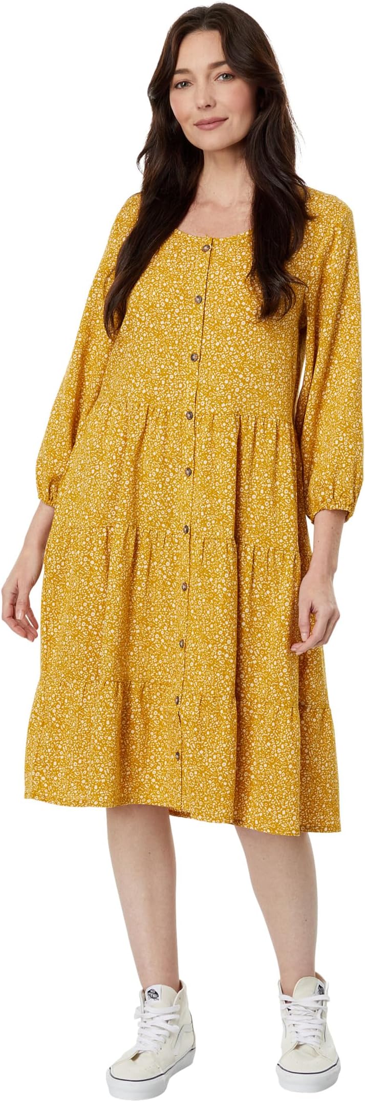Многоярусное платье Manzana с длинными рукавами Toad&Co, цвет Pike Ditsy Print