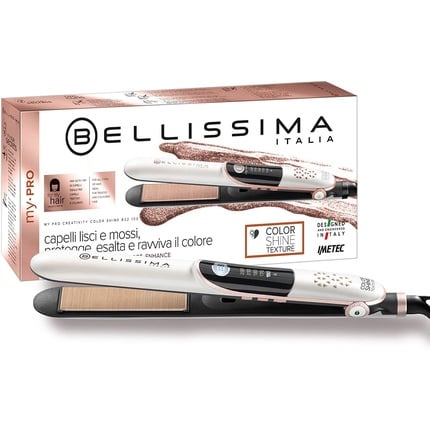 

Выпрямитель для волос Bellissima Creativity Color Shine B22 100 с тканевым покрытием для защиты волос - контроль температуры от 150°C до 230°C, Imetec