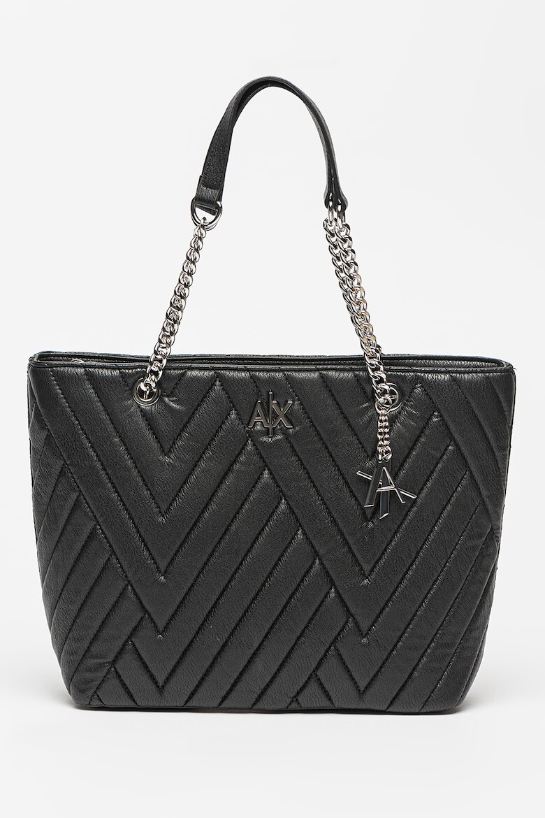 

Стеганая сумка-шоппер из экокожи Armani Exchange, черный