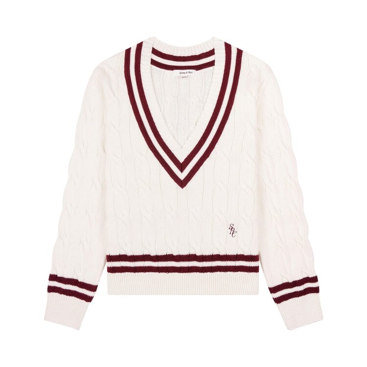 

Свитер Sporty & Rich SRC Cableknit V Neck 'White', белый