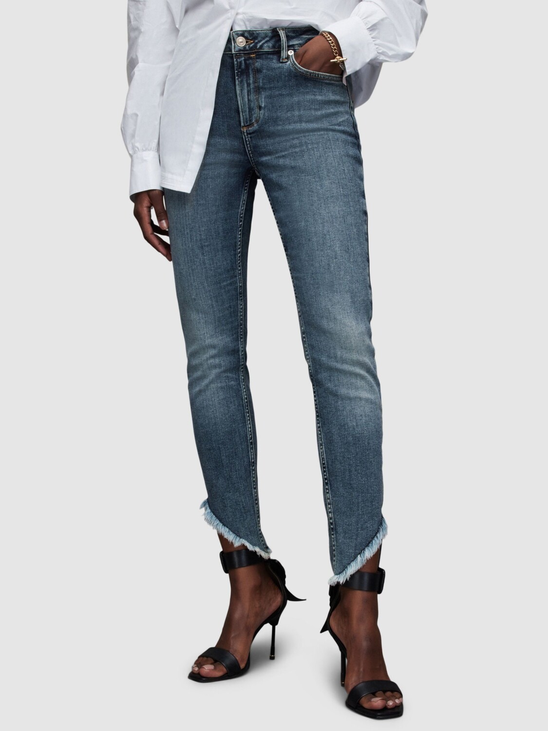 

Джинсы AllSaints Dax с асимметричным подолом, цвет Hunter Blue