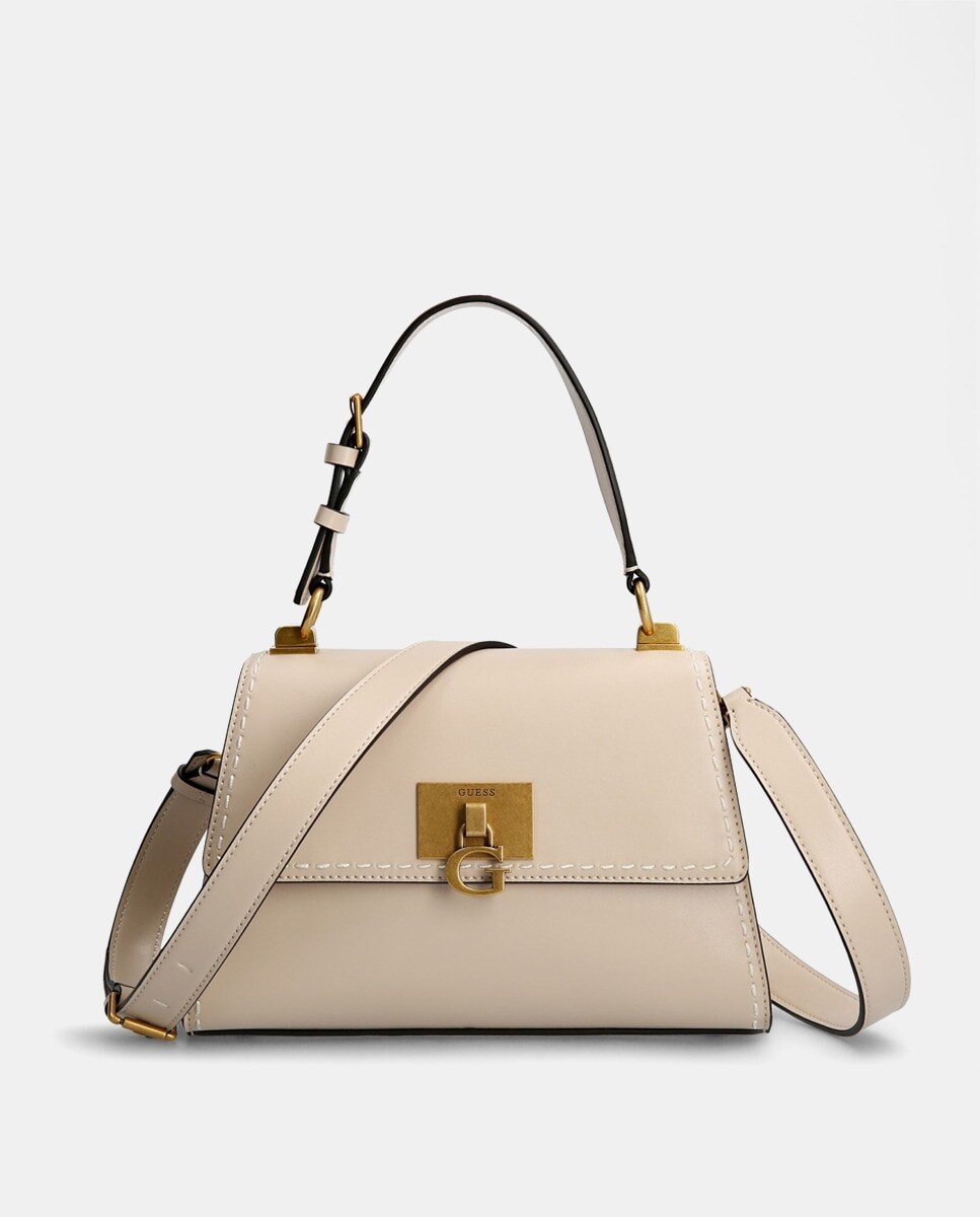 

Большая однотонная сумка Stephi натурального цвета с клапаном Guess