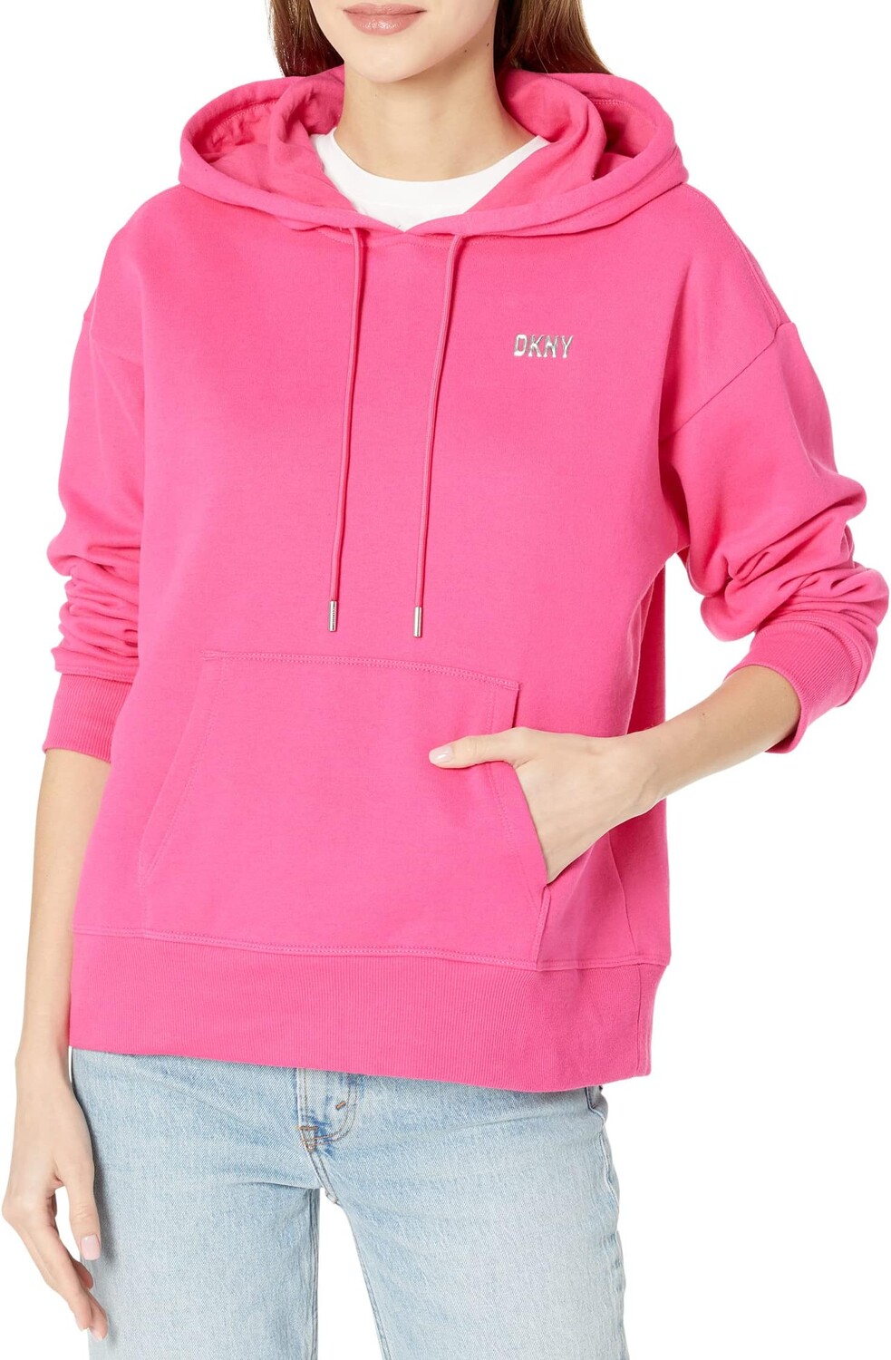 

Худи с металлизированным логотипом и карманом Kanga DKNY, цвет Beetroot/Silver