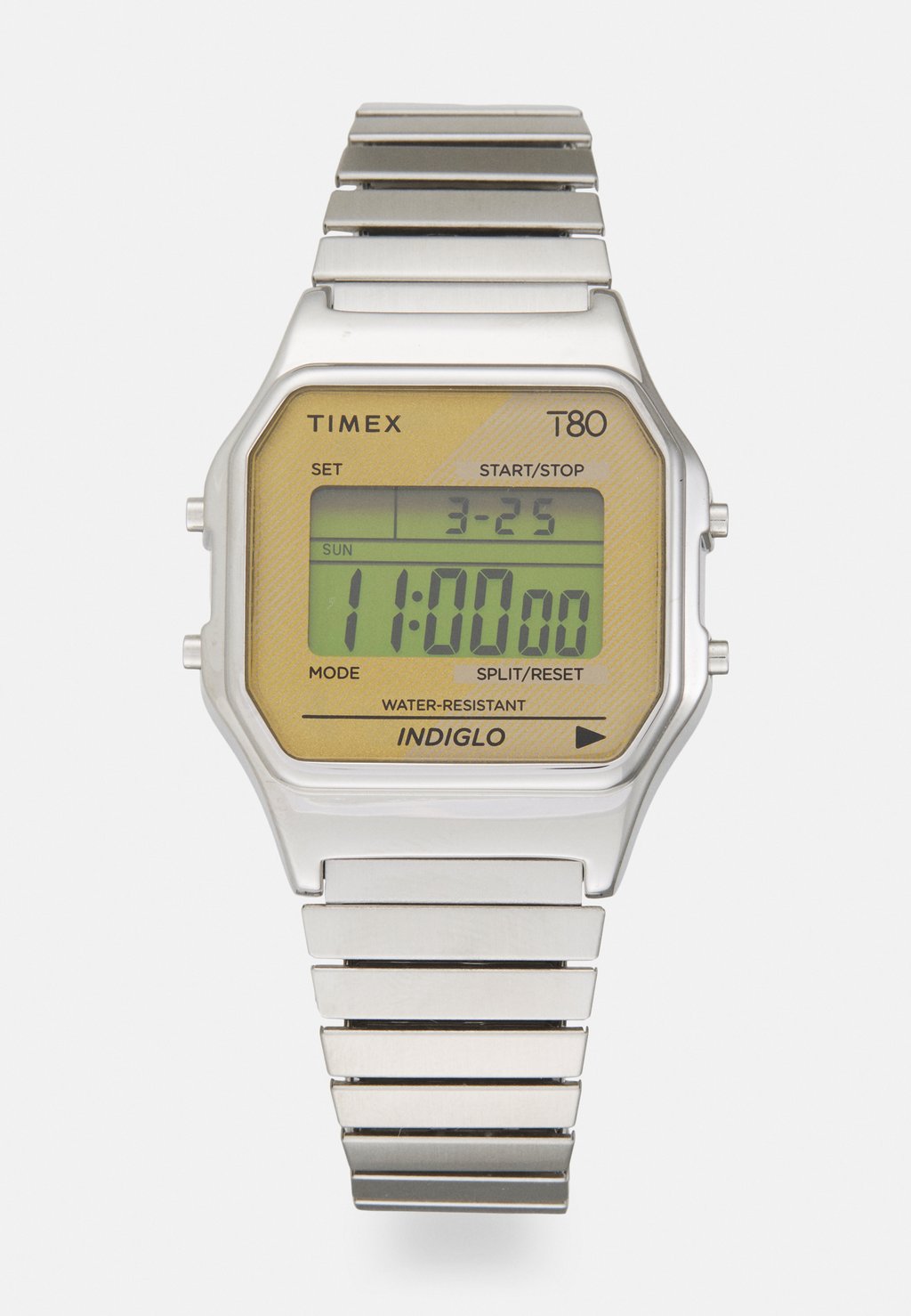 Цифровые часы T80 Unisex Timex, цвет silvertone/gold