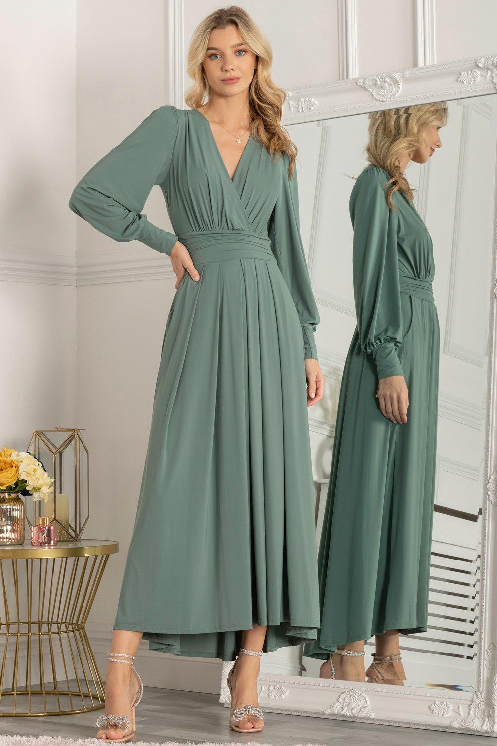 цена Трикотажное платье макси Rashelle с длинными рукавами Jolie Moi, зеленый